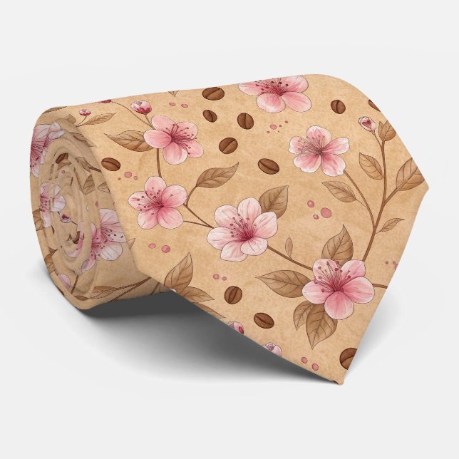 Cherry Blossom Coffee Cosy Pattern (5) Tie (Rolled)