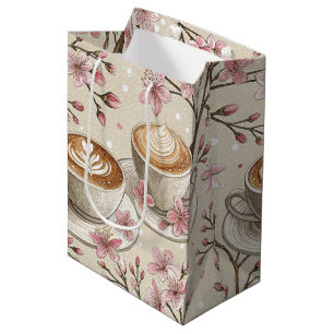 Cherry Blossom Coffee Cosy Pattern (6) Medium Gift Bag