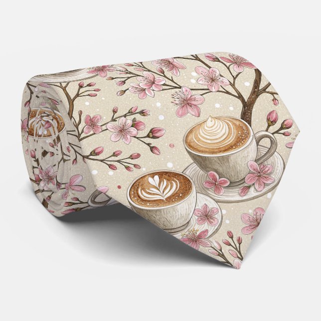 Cherry Blossom Coffee Cosy Pattern (6) Tie (Rolled)