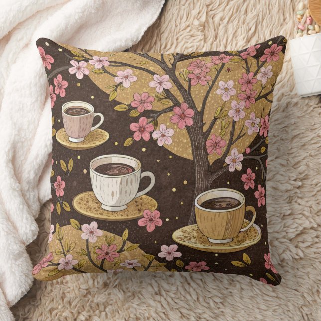 Cherry Blossom Coffee Cosy Pattern (8) Cushion (Blanket)