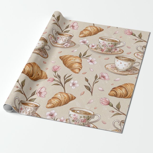 Cherry Blossom Coffee Cosy Pattern (9) Wrapping Paper (Unrolled)