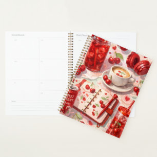Cherry Blossom Coffee & Cosy Red Aesthetic Cute Planner