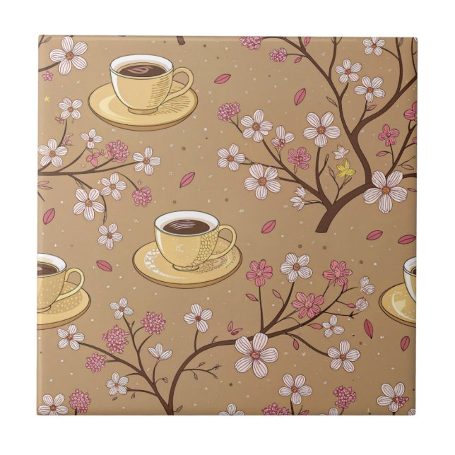 Cherry Blossom Coffee Cozy Pattern (1) Tile (Front)