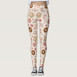 Cherry Blossom Coffee Cozy Pattern (3) Leggings