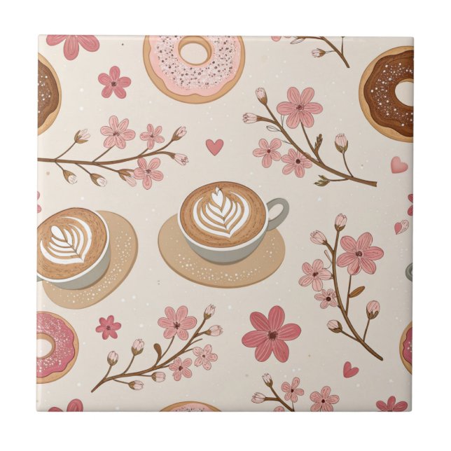 Cherry Blossom Coffee Cozy Pattern (3) Tile (Front)