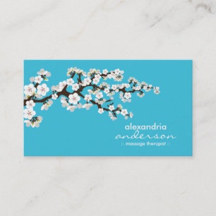 Cherry Blossom Custom Business Cards (aqua)