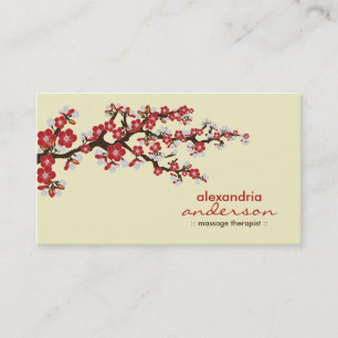 Cherry Blossom Custom Business Cards (red)