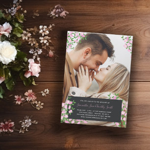 Cherry Blossom Custom Photo Wedding Invitation