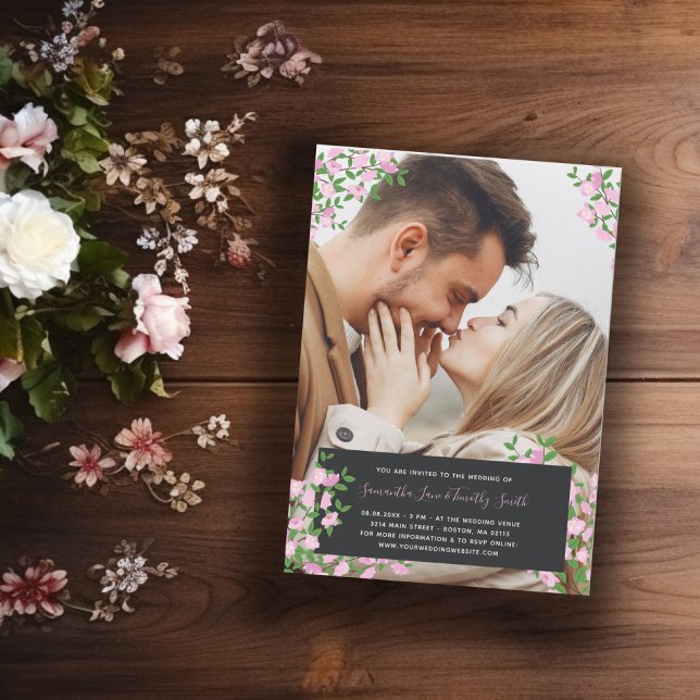 Cherry Blossom Custom Photo Wedding Invitation (Creator Uploaded)