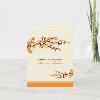 Cherry Blossom Custom Thank You Card (orange)
