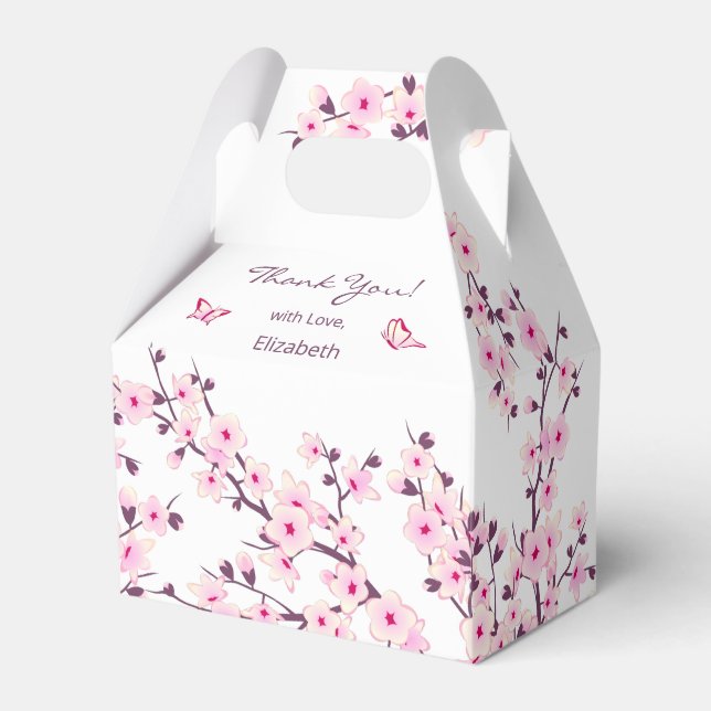 Cherry Blossom Custom Thank You Favour Box (Front Side)