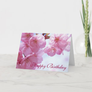 Cherry Blossom D1 Customisable Birthday Card