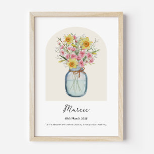 Cherry Blossom Daffodil Birth Month Flower Poster