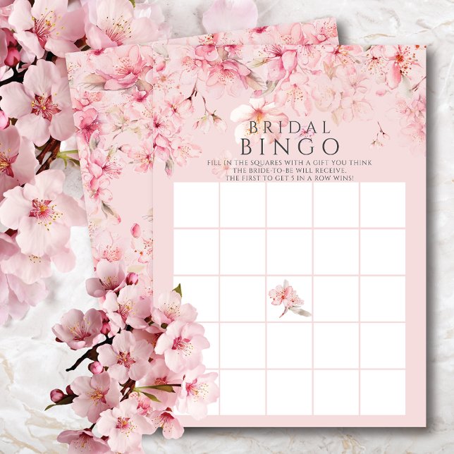 Cherry Blossom Delight Bridal Shower Bingo Game Invitation (Creator Uploaded)