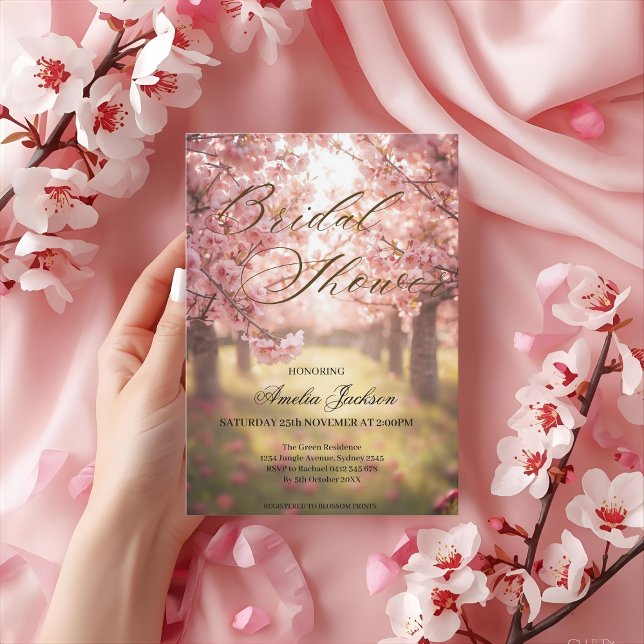 Cherry Blossom Delight Bridal Shower Invitation (Creator Uploaded)