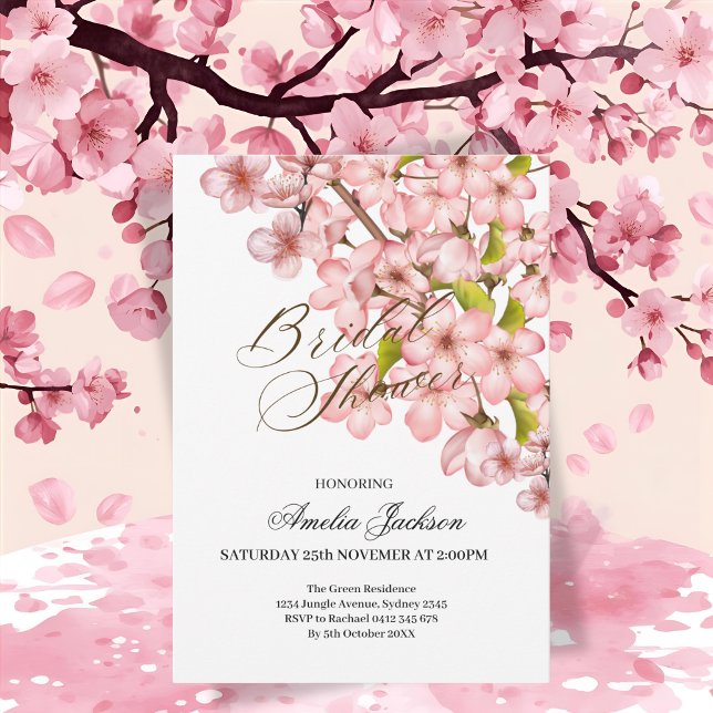 Cherry Blossom Delight Bridal Shower Invitation (Creator Uploaded)
