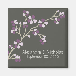 Cherry Blossom Designer Wedding Favour (plum) Magnet