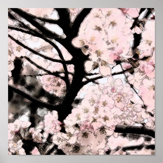Cherry Blossom Edited Canvas Print (Front)