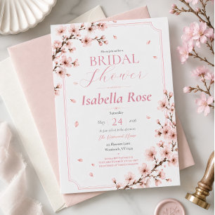Cherry Blossom Elegant Botanical Bridal Shower Invitation