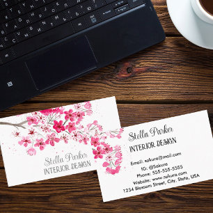 Cherry Blossom Elegant Floral Spring Business Card