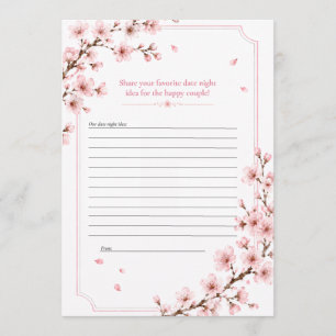 Cherry Blossom Elegant Pink Date Night Ideas Card