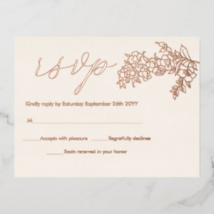 Cherry Blossom Elegant REAL Rose Gold RSVP Cards