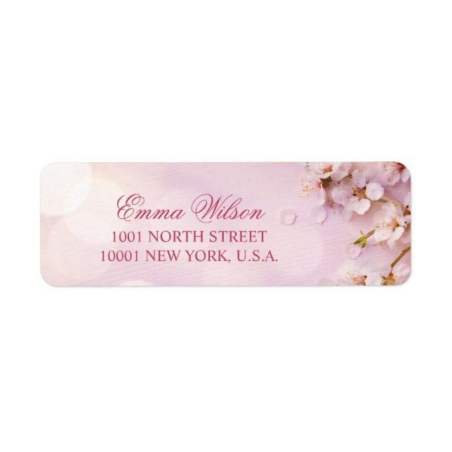 Cherry Blossom Elegant Return Address Labels (Front)
