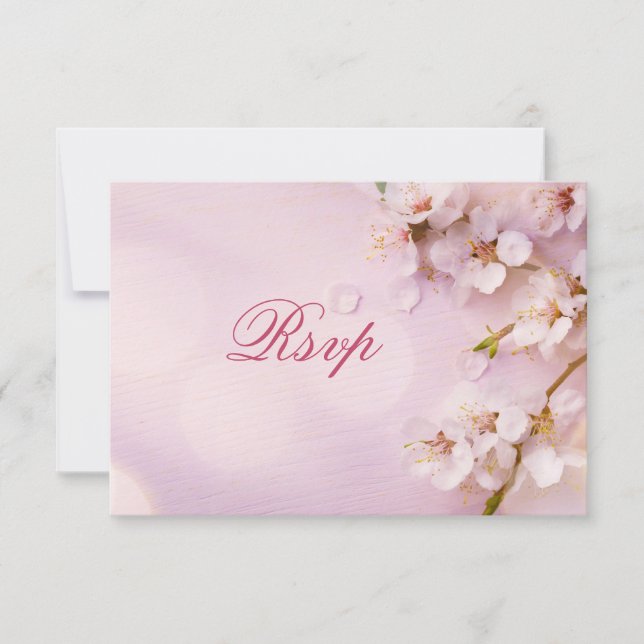 Cherry Blossom Elegant RSVP Cards For Wedding (Front)