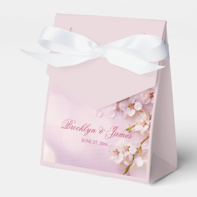 Cherry Blossom Elegant Wedding Favour Box Tent (Front Side)