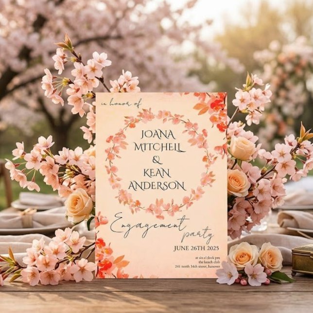 Cherry Blossom Engagement Party Invitation (Creator Uploaded)