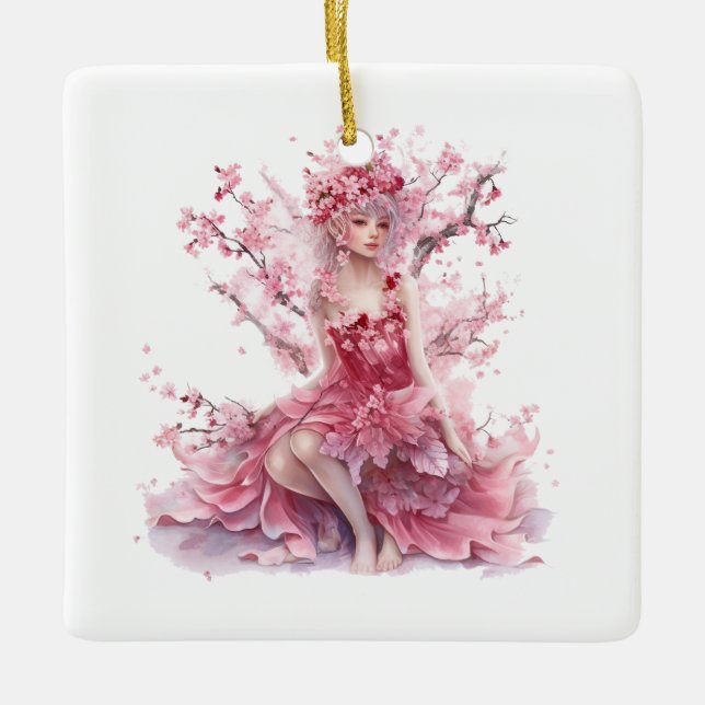 Cherry Blossom Fairy Princess Ornament (Front)