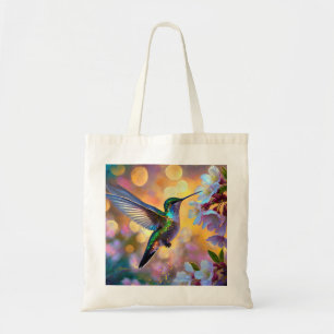 Cherry Blossom Fantasy Hummingbird Tote Bag
