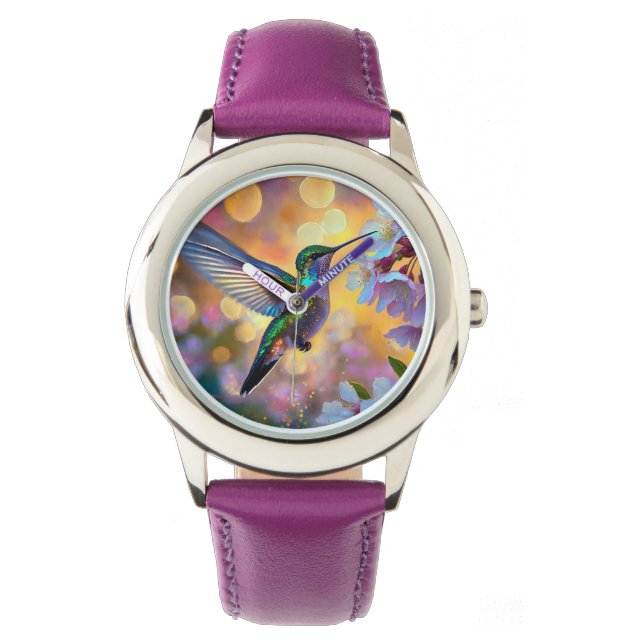 Cherry Blossom Fantasy Hummingbird Watch (Front)