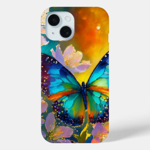 Cherry Blossom Fantasy Sunrise Butterfly iPhone 15 Case