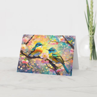 Cherry Blossom Fantasy Sunrise Songbirds Card