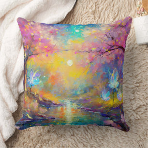 Cherry Blossom Fantasy Sunrise Stream Cushion