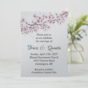 Cherry Blossom Flat Wedding Invitation 