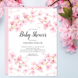 Cherry Blossom Floral Baby Shower Invitation