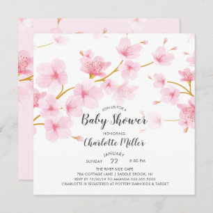 Cherry Blossom Floral Baby Shower Invitation