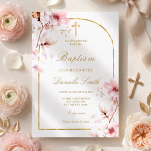 Cherry blossom Floral Baptism Invitation