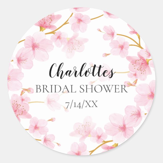 Cherry Blossom  Floral Bridal Shower Envelope Seal (Front)