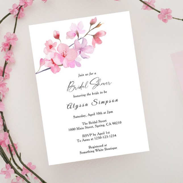Cherry Blossom Floral Bridal Shower Invitation (Creator Uploaded)