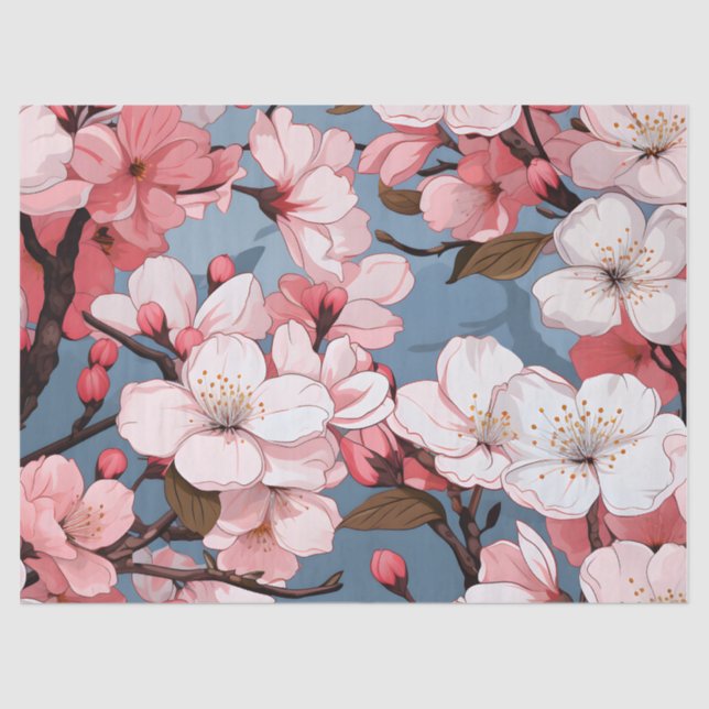 Cherry Blossom Floral Decoupage Tissue Paper (Front)