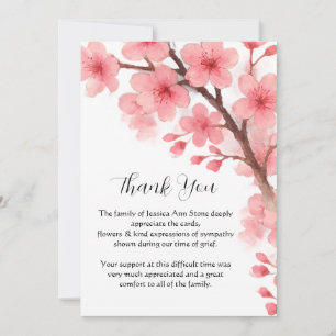 Cherry Blossom Floral Funeral Death Thank you  Invitation