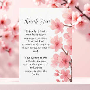 Cherry Blossom Floral Funeral Death Thank you  Invitation