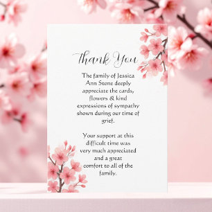 Cherry Blossom Floral Funeral Death Thank you  Invitation