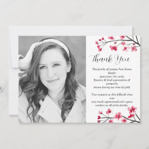 Cherry Blossom Floral Funeral Death Thank you  Invitation