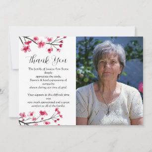 Cherry Blossom Floral Funeral Death Thank you  Invitation