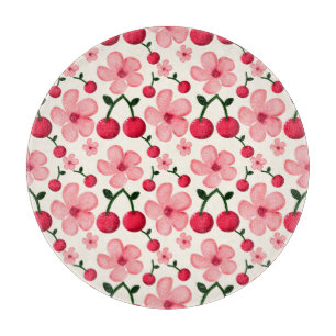 Cherry Blossom Floral Pattern, Pink Flowers Cutting Board