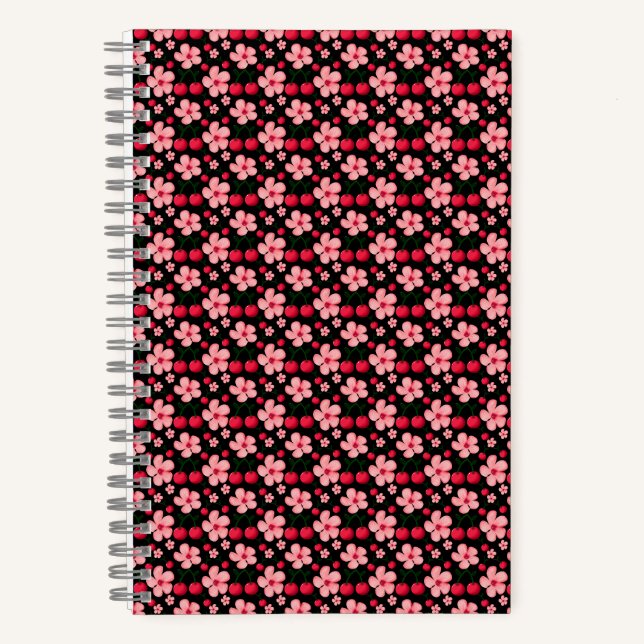 Cherry Blossom Floral Pattern, Pink Flowers  Notebook (Front)